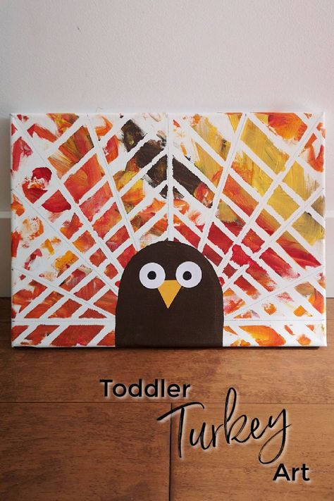 It’s turkey time! This super easy Toddler Turkey Art is a project that your little will love. Once you prepare the canvas for them, they can paint and create all by themselves. And you will have a beautiful keepsake to hang every Thanksgiving. Baby M, who helped us out, is 16M – and he loved it so much! He loved getting his hands messy and really loved using the small sponge brush. Turn A Pumpkin Into A Turkey, Easy Toddler November Crafts, Turkey Hand Painting, Thanksgiving Art Preschool Easy, Baby Crafts For Thanksgiving, Turkey Canvas Painting For Kids, Turkey Painting Craft, Pre K November Crafts, Process Art Thanksgiving