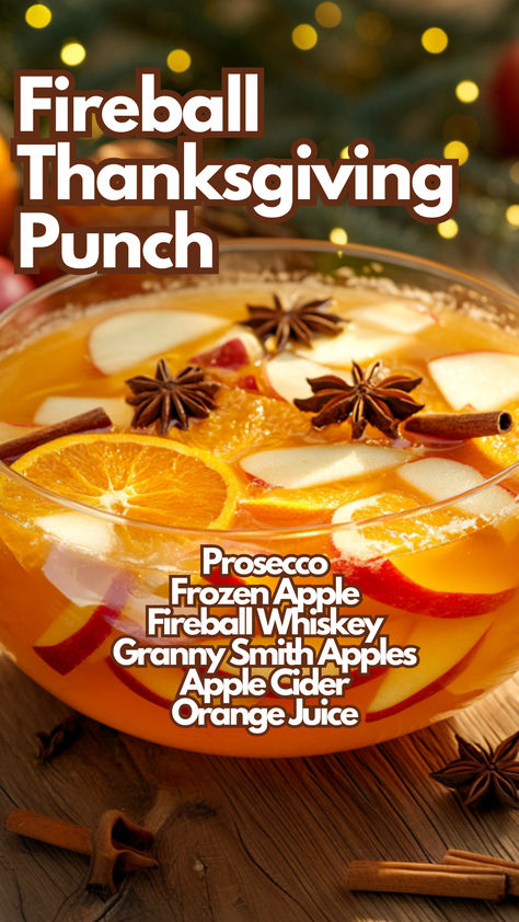 Fireball Thanksgiving Punch Thanksgiving Alcoholic Drinks Apple Cider, Alcohol Thanksgiving Punch, Punch With Apple Juice, Thanksgiving Punch Recipes Alcoholic, Punch Bowl Recipes Alcohol, Thanksgiving Apple Cider Punch, Spiked Thanksgiving Punch, Boozy Thanksgiving Drinks, Fireball Cocktails Holidays