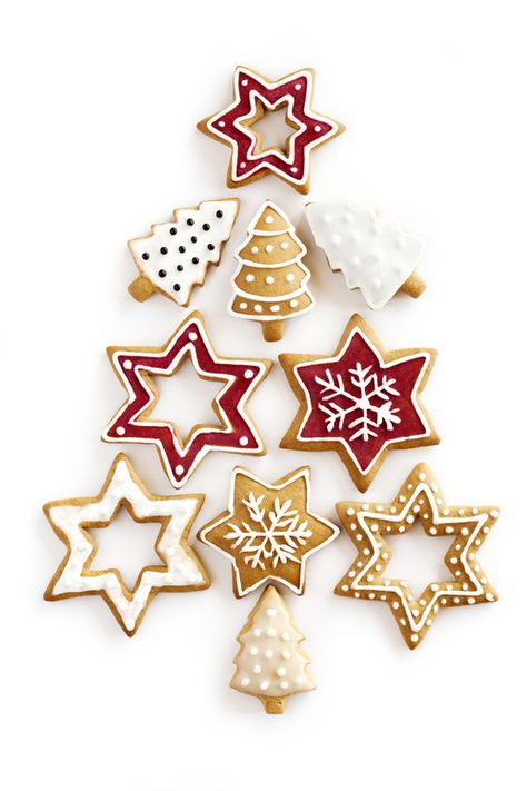 Árbol de Navidad de galletas Winter Holiday Desserts, Gingerbread Cookies Decorated, Christmas Gingerbread Cookies, Honey Cookies, Season Greetings, Ginger And Honey, Christmas Cookies Decorated, Edible Gifts, Iced Cookies