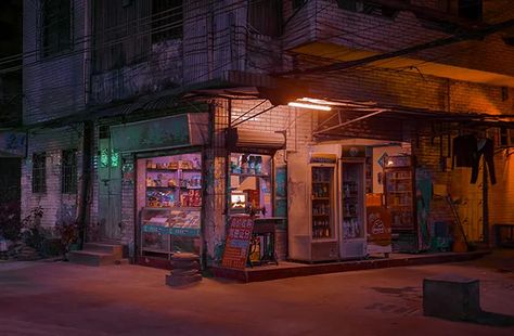 Marilyn Mugot's photos capture the neon melancholy of China's streets Fiction Photography, What Element Are You, Chinese Cities, China Street, Total Recall, Corner Shop, Photo Boxes, Latest Series, Chinese Landscape