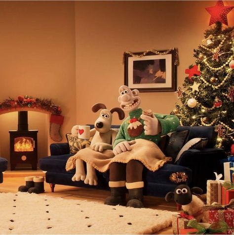 Christmas Cartoons Wallpaper, Christmas Cartoon Aesthetic, Wallace And Gromit Christmas, Gromit Wallpaper, Wallace And Gromit Aesthetic, Wallace And Gromit House, Wallace And Gromit Were Rabbit, Wallace And Gromit A Grand Day Out, Claymation Christmas