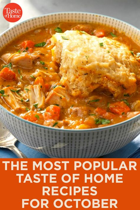 Slow Cooker Chicken Dishes, Slow Cooker Chicken Dumplings, Slow Cooker Chicken And Dumplings, October Food, Chicken Dumplings Recipe, Taste Of Home Recipes, Chicken Dumplings, Dumplings Recipe, Dumpling Recipe