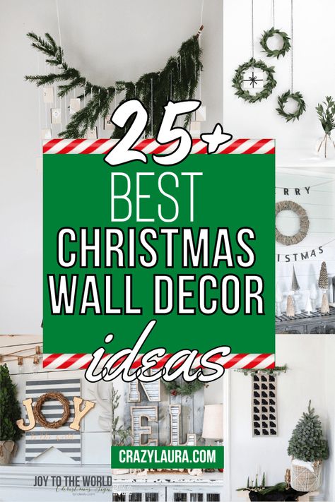 During the holidays, one part of the house that we can't ignore is the empty walls. Check out these 25+ best Christmas wall decor ideas! #ChristmasDecor #HomeDecor #Christmas How To Decorate A Bare Wall For Christmas, Cricut Christmas Wall Decor, Large Wall Christmas Decorations, Christmas Decorations For Large Spaces, Wreath Wall Christmas, Christmas Selfie Wall Ideas, Christmas Wall Decorating Ideas, Large Wall Christmas Decor Ideas, Big Wall Christmas Decor