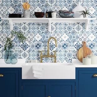 Temporary Peel & Stick Wallpaper, Peelable Wallpaper you'll Love in 2021 | Wayfair Photo Jungle, Moody Kitchens, Rural Kitchen, Vinyl Wall Panels, Wallpaper Tile, Temporary Decorating, Color Kitchen, Textile Wallpaper, Smart Tiles