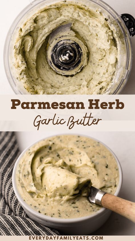 Learn how to make Garlic Butter, made from butter, garlic, herbs, and parmesan, perfect for enriching dinners and side dishes with minimal effort. This tutorial shows you how to make a big batch to have on hand whenever needed. How To Make Garlic Butter, Home Made Garlic Butter, Homemade Garlic Butter Spread, Garlic Parmesan Butter, Garlic Butter Recipe, Quick Pasta Sauce, Garlic Butter Spread, Easy Garlic Butter, Herbed Butter