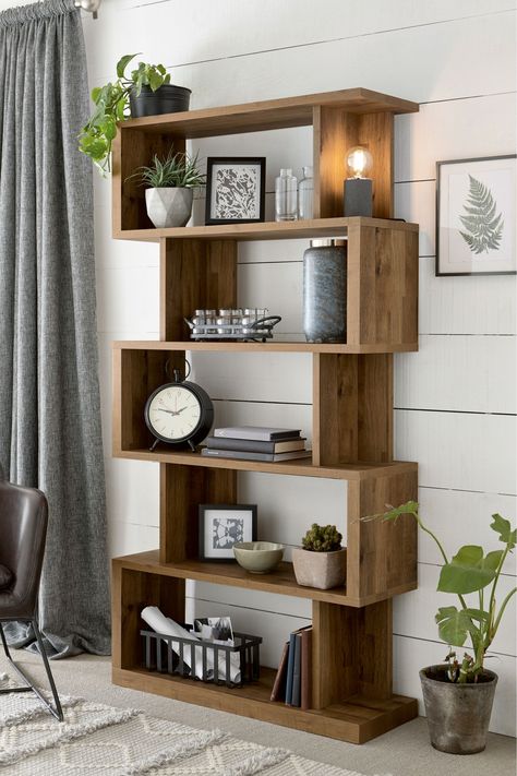 Next Bronx Tall Shelf -  Natural Rustic Shelving Unit, Shelving Units Living Room, Tall Shelf, Furnitur Ruang Keluarga, Tall Shelves, Decorative Shelving, Bookshelf Design, Living Room Shelves, Room Shelves