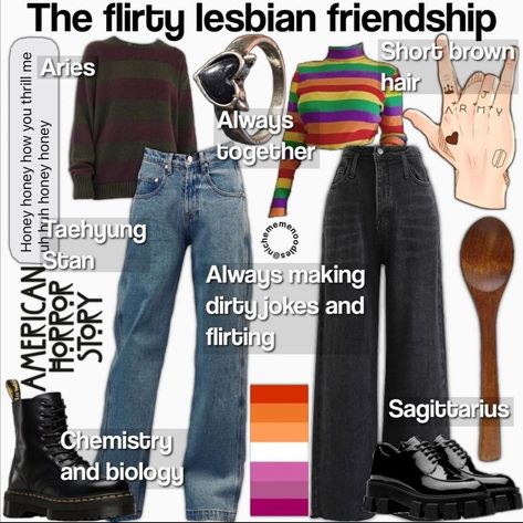 Lesbian Clothing Aesthetic, Aesthetic Lesbian Outfit, Infp Clothes Aesthetic, Lgbtq Inspired Outfits, Cute Lesbian Fashion, Nick Nelson Outfit Ideas, Dazecore Aesthetic Outfits, Lovejoy Outfit Ideas, Lgbtq Outfits Aesthetic