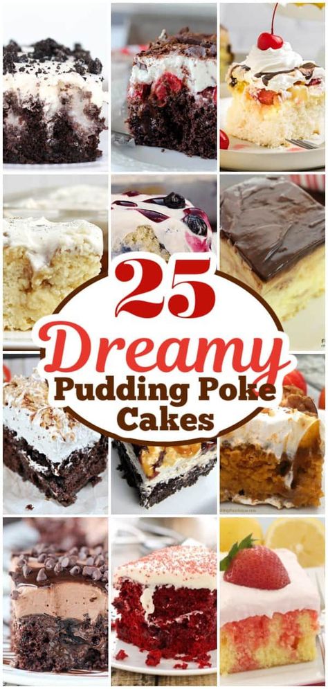 Craving a scrumptious dessert? Look no further! We've compiled a list of 25 dreamy pudding poke cakes that are not only delicious but super easy to make! From strawberry to chocolate, we've got you covered with all the best flavors! Save this pin for your next dessert inspiration! Vanilla Pudding Poke Cake, Pudding Poke Cake Recipes, Poke Cake Recipes Easy, Cake Pudding Recipe, Easy Cake Mix Desserts, Boozy Treats, Pudding Poke Cake, Recipes Using Cake Mix, Boxed Cake Mixes Recipes