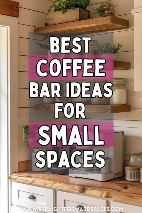 This post shows you the best home farmhouse coffee bar ideas. I'll cover diy coffee station ideas, farmhouse style coffee bar ideas, home coffee bar ideas for small spaces, coffee bar ideas for your kitchen countertop, best pod storage ideas, cup display ideas, home coffee bar station ideas, and more genius ideas on how to create a DIY home coffee bar with items you might already have in your kitchen! Corner Coffee Bar Ideas Station, Diy Coffee Station Small Spaces, Coffee Bar Ideas Small Spaces, Diy Corner Coffee Bar, Bar Ideas Small Spaces, Farmhouse Coffee Bar Ideas, Corner Coffee Bar Ideas, Corner Coffee Bar, Office Coffee Station