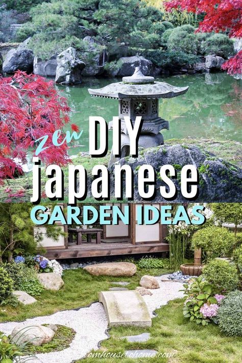 I LOVE these zen Japanese garden ideas! I want to design my backyard landscape with a path, lanterns and plants and now I have lots of garden inspiration to do it. #fromhousetohome #gardeningtips #gardenideas #japanesegarden  #landscapedesign Diy Japanese Garden, Japanese Garden Ideas, Japanese Garden Style, Japanese Garden Lanterns, Japanese Gardens Design Ideas, Japanese Inspired Garden, Japanese Rock Garden, Small Japanese Garden, Pagoda Garden