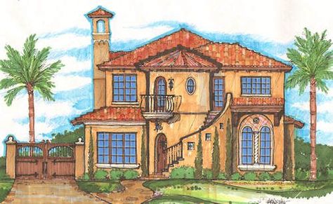 HousePlans.com 135-151 Spanish Style Home Plans, Spanish Style House Plans, Spanish House Plans, Italian Style House, Mediterranean Mansion, Mediterranean Style House, Mediterranean House Plan, Mediterranean Style House Plans, Mediterranean House Plans