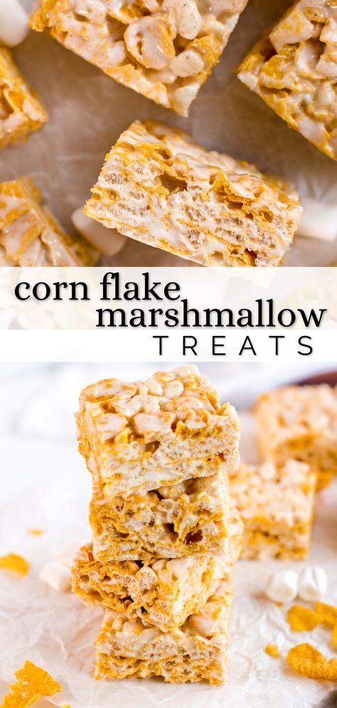 Corn Flake Bars, Cornflake Crunch, Cornflake Recipes, Marshmallow Treats Recipe, Flake Recipes, Marshmallow Bars, Corn Flake, Easy Dessert Recipe, Peanut Butter Chocolate Bars