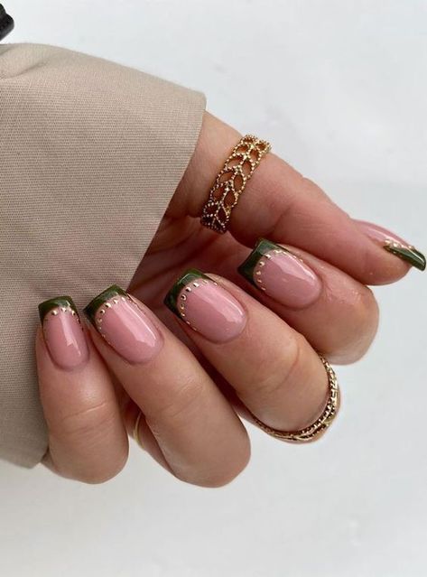 French Nail Designs, Minimalist Nails, Funky Nails, Pretty Acrylic Nails, Chic Nails, French Tip Nails, Short Acrylic Nails, Cute Acrylic Nails, Green Nails