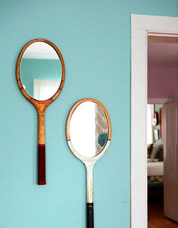 ESPEJOS RAQUETAS Mirrors Diy, Koti Diy, Vintage Tennis, Deco Originale, Repurposed Items, Diy Mirror, Cool Ideas, Diy Vintage, A Mirror