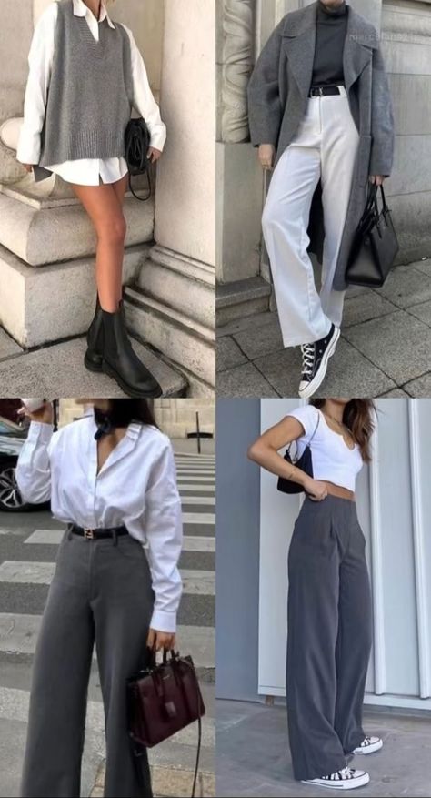 Grey Pants Outfit, Business Casual Outfits For Work, Everyday Fashion Outfits, Classy Work Outfits, Stylish Work Outfits, Looks Chic, Mode Inspo, Different Outfits, Grey Pants