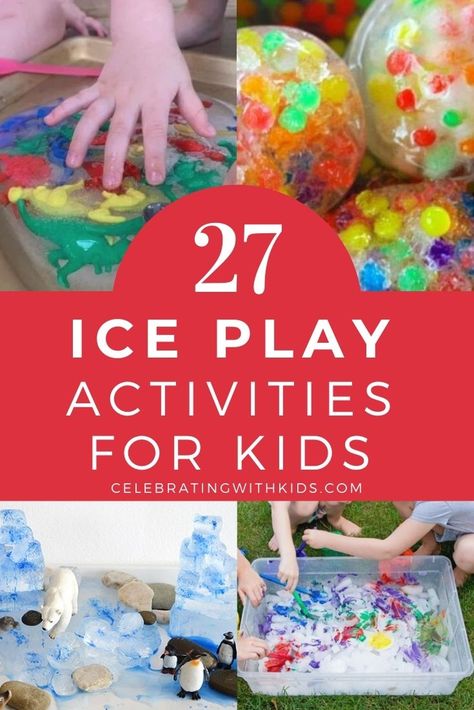 Ice Play Ideas, Ice Activity Preschool, Winter Ice Activities For Kids, Cold Sensory Play, Ice And Water Activities Preschool, Sensory Ice Play, Ice Art For Toddlers, Ice Cube Tray Activities For Kids, Ice Games For Kids