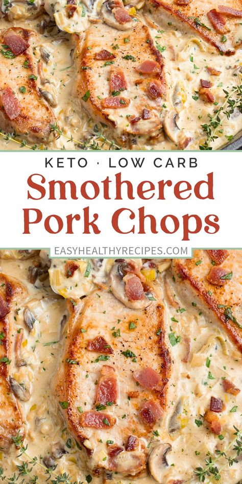 Mushroom Garlic, Keto Quiche, Low Carb Pork, Healthy Low Carb Dinners, Smothered Pork, Breakfast Low Carb, Smothered Pork Chops, Keto Pancakes, Healthy Low Carb Recipes