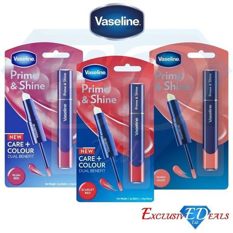 Prime And Shine Vaseline, Vaseline Prime And Shine Lip Gloss, Vaseline Lip Products, Vaseline Prime And Shine, Benefit Lip Balm, Vaseline Lip Gloss, Vaseline Lipstick, Lips Care, Vaseline Petroleum Jelly