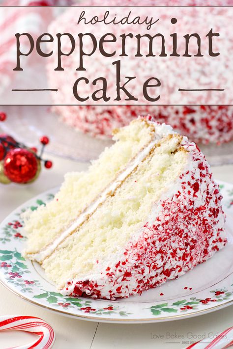 Dazzle you friends and family with this simple and delicious Holiday Peppermint Cake! It just may become a holiday tradition! Peppermint Cake, Christmas Cake Recipes, Monkey Bread, Christmas Cooking, Holiday Cakes, Holiday Cooking, White Cake, Food Cakes, Holiday Desserts