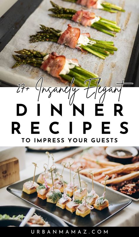 Looking for insanely elegant dinner recipes to impress your guests? Check out this list of 27+ fancy dinner recipes that are incredibly easy to make. Essen, Elegant Dinner Recipes, Dinner Recipes To Impress, Easy Fancy Dinner Recipes, Easy Fancy Dinner, Birthday Dinner Recipes, 7 Course Meal, Birthday Dinner Menu, Recipes To Impress