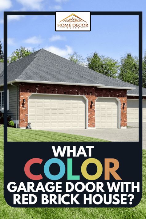 What Color Garage Door With Red Brick House? - Home Decor Bliss Grey Garage Doors Red Brick, Red Brick Garage Door, Black Garage Door On Brick House, Black Garage Doors On Red Brick House, Landscaping With Red Brick House, Garage Doors With Red Brick House, Garage Doors On Red Brick House, Garage Doors On Brick House, Garage Door Colors With Brown Brick