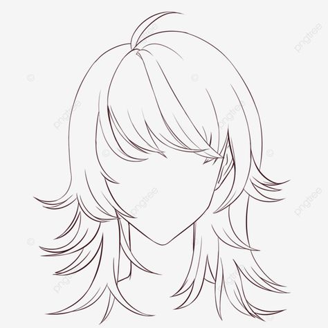 Wolf Cut Drawing Reference Hair, Hair Reference Drawing Girl, Wolf Cut Reference, Hair Drawing Ideas Girl, Wolf Cut Hair Drawing Reference, Anime Base Hair, Body Base Drawing With Hair, Hair Idea Drawing, Girl Hair Drawing Reference