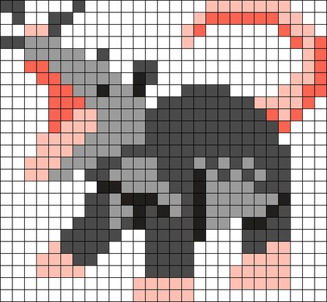 Cross Stitch Opossum, Possum Perler Beads, Opossum Perler Beads, Opossum Pixel Art, Mothman Perler Bead, Possum Pixel Art, Possum Perler Bead Pattern, Raccoon Perler Bead Pattern, Meme Perler Beads