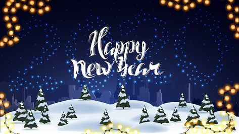 Premium Vector | Happy new year, blue postcard with cartoon winter landscape and beautiful lettering Quotes Whatsapp Dp, Cartoon Winter, Quotes Whatsapp, Dp Whatsapp, 1st January, Hd Wallpaper 4k, Messages Quotes, Beautiful Lettering, Message Quotes