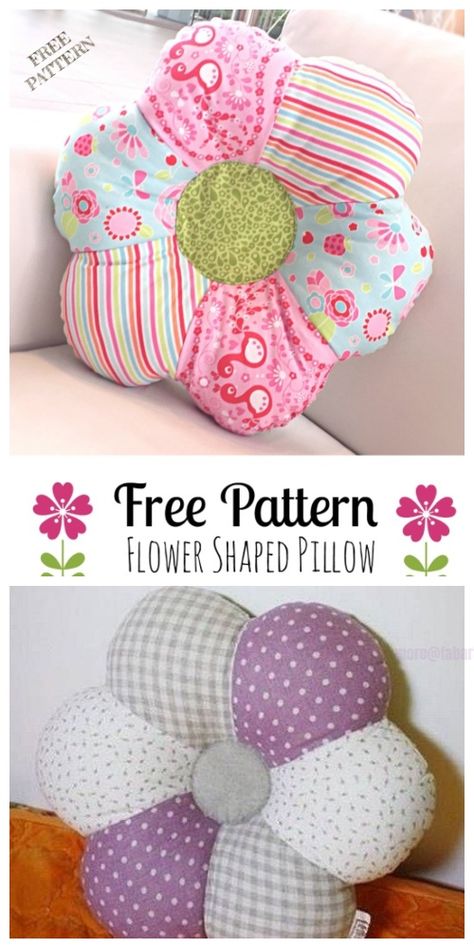 DIY Floral Pillow Free Sewing Patterns | Fabric Art DIY Pillow Pattern Sewing, Diy Sewing Pillows, Pillow Shapes Diy, Daisy Pillow Sewing Pattern, Decorative Pillow Patterns Sewing, How To Hand Sew A Pillow, Pillow Diy Ideas How To Make, Sewing Decorative Pillows, Sewing Patterns Pillows