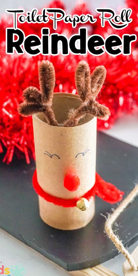 This adorable Toilet Paper Roll Reindeer Craft is perfect for kids! Easy to make with toilet paper rolls, glue, and a few simple materials. Paper Roll Reindeer, Paper Reindeer, Craft For Christmas, Diy Toilet Paper, Kids Toilet, Reindeer Craft, Toilet Paper Tube, Diy Toilet, Dragon Crafts