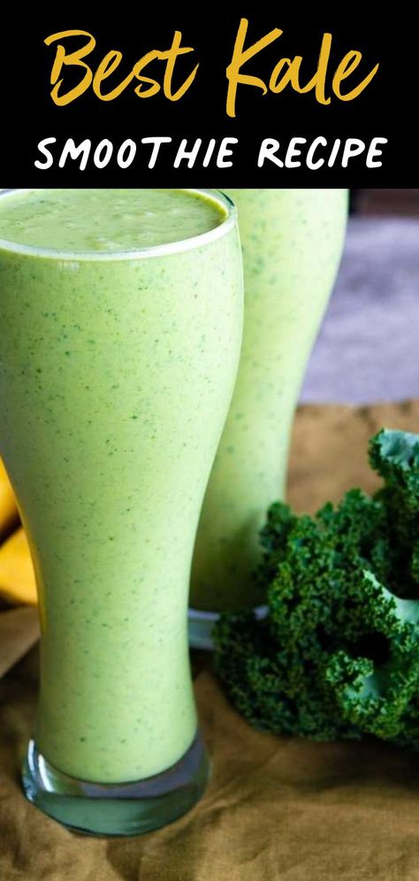 Best Kale Smoothie Recipe Blueberry Kale Smoothie, Green Smoothie Recipes Healthy, Recipes Plant Based, Kale Smoothie Recipes, Plant Based Smoothies, Spinach Smoothie Recipes, Recipe Smoothie, Vegan Smoothie Recipes, Packed Breakfast