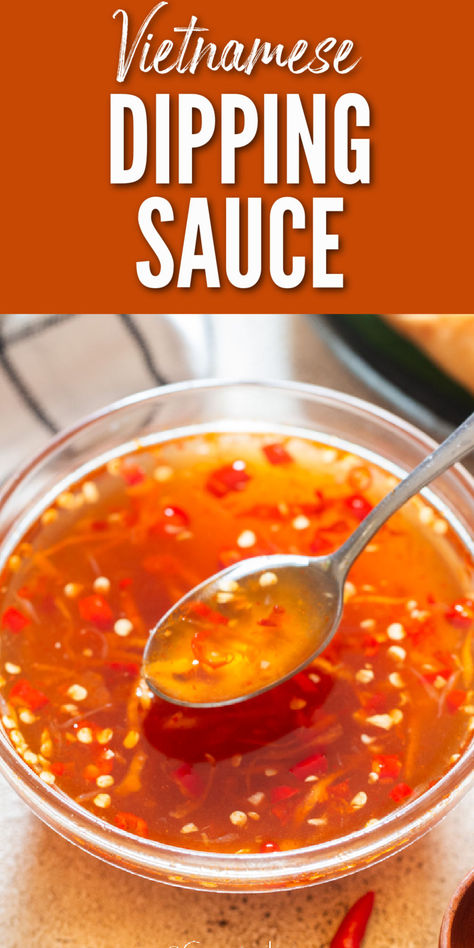 Vietnamese dipping sauce in a bowl. Vietnamese Sauce Nuoc Cham, Simple Vietnamese Recipes, Vietnamese Dipping Sauce Recipes, Thai Dipping Sauce Recipes, Nuoc Cham Sauce Recipe, Healthy Vietnamese Recipes, Thai Sauces, Nuoc Cham Sauce, Asian Dipping Sauce Recipes