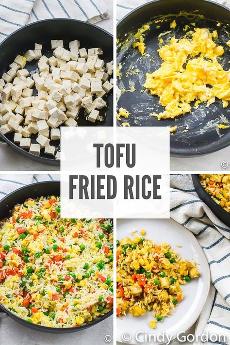 Asian Tofu Recipes, Tofu Fried Rice, Tofu Snacks, Tofu Fried, Vegetable Fried Rice Recipe, Vegetarian Fried Rice, Vegan Fried Rice, Veggie Fried Rice, Vegetable Fried Rice