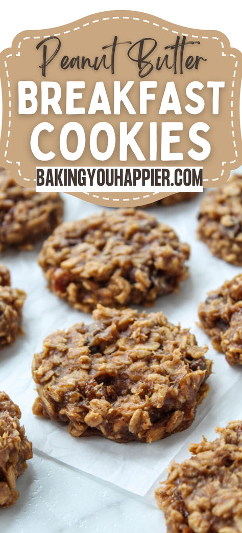 Peanut Butter Oatmeal Breakfast Cookies, a one-bowl recipe that makes healthy cookies for breakfast! Great for meal prep and on-the-go! Healthy Breakfast Biscuit Recipes, Healthy Breakfast Cookies Protein, Breakfast Cookies Healthy Oatmeal, Peanut Butter Oatmeal Breakfast Cookies, No Bake Breakfast Cookies, Breakfast Cookies For Kids, Breakfast Ideas Oatmeal, Breakfast Oatmeal Cookies, Peanut Butter Oatmeal Breakfast