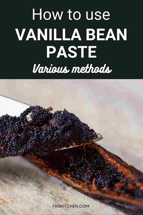 A Pinterest pin featuring a jar of vanilla bean paste with a vanilla bean beside it. The text highlights nutrition facts, benefits, and usage tips. Ideal for those wanting to elevate their baking and cooking with authentic vanilla flavor. #VanillaBeanPaste #VanillaGuide #CookingTips Vanilla Bean Pod Uses, Vanilla Beans Uses, How To Use Vanilla Bean Paste, Uses For Vanilla Bean Paste, What To Do With Vanilla Beans, Diy Vanilla Bean Paste, How To Use Vanilla Bean, Recipes With Vanilla Bean Paste, How To Make Vanilla Paste