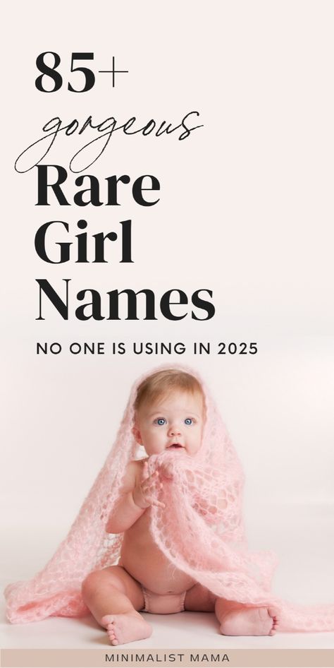 On the hunt for beautiful rare baby girl name ideas for 2025? In my list of the best rare baby names for girls, I’m sharing unique and uncommon baby girl name ideas that aren’t in the top 1000 most popular baby names. Click through for the best rare baby girl name list and find the most beautiful unique girl names and uncommon girl name ideas. Second Name For Girl, N Names For A Girl, Baby Names Unique List, Woman Names Ideas, Cute Girl Names List, Unique Baby Girl Names List, Girl Baby Names List, Unique Baby Names List