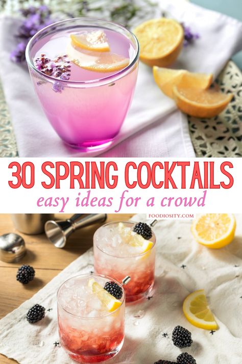 30 Spring Cocktails For A Crowd - Foodiosity Spring Spritzer Cocktail, Spring Shots Alcohol, Spring Batch Cocktails, Spring Mixed Drinks Cocktail Recipes, Mother’s Day Batch Cocktail, Spring Punch Alcoholic, Mocktail For A Crowd, Spring Cocktails For A Crowd, May Cocktails