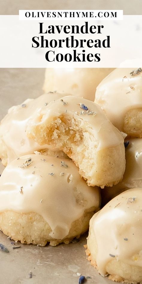 These lavender cookies are soft and buttery shortbread cookies filled with floral lavender and bright lemon flavor. Enjoy plain or with a sweet and tangy lemon glaze and more lavender. Lavender Cookie, Business Cookies, Lemon Lavender Cookies, Lavender Growing, Lavender Ideas, Magical Food, Lavender Shortbread Cookies, Shortbread Cookies Recipe, Lavender Shortbread