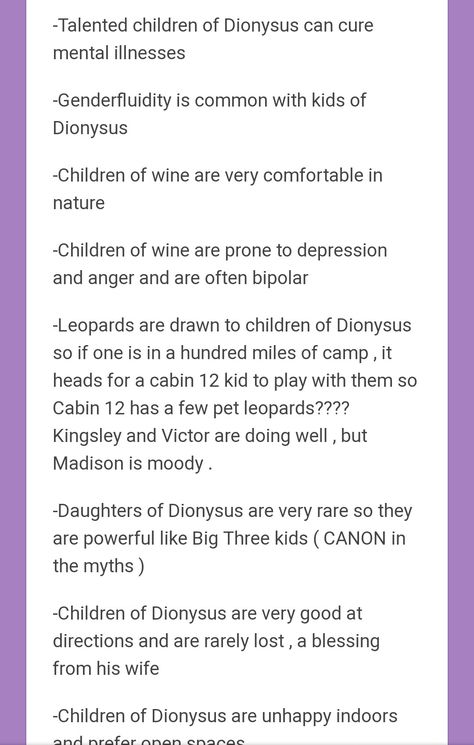 Cabin 12 Headcanons, Cabin 3 Headcanons, Dionysus Cabin Headcanons, Percy Jackson Cabin Headcanons, Cabin 7 Headcanons, Pjo Cabin Headcanons, Dionysus Pjo, Children Of Dionysus, Dionysus Percy Jackson