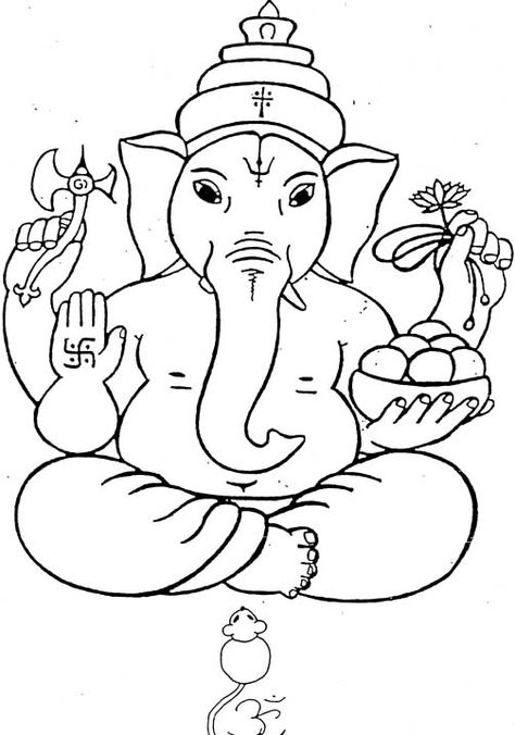 Printable coloring pages - Hindu Mythology: Ganesh (Gods and Goddesses) Ganpati Drawing, Arte Ganesha, Ganesha Sketch, Ganesha Drawing, Ganesh Art Paintings, Children Sketch, Ganesh Art, Lord Ganesha Paintings, Ganesha Painting