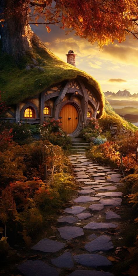 House Phone, Wallpaper View, Fairytale Houses, Casa Hobbit, Fairytale House, Middle Earth Art, Wallpaper Beautiful, Hobbit House, Home Gardening