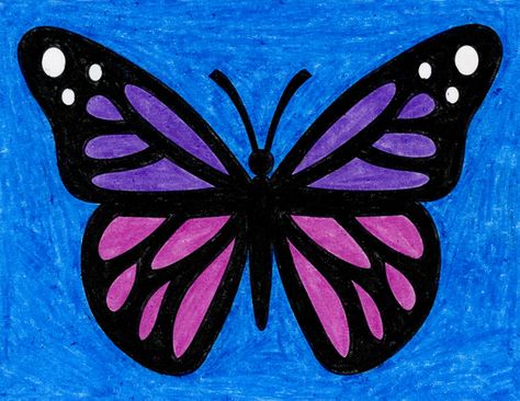 How to Draw a Butterfly · Art Projects for Kids Butterfly Painting Easy, Butterfly Drawing Outline, Draw A Butterfly, Easy Butterfly Drawing, Easy Butterfly, Butterfly Art Drawing, Art Papillon, Butterfly Tutorial, Simple Butterfly