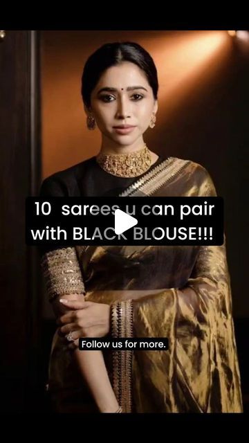 Peach Saree, Blouse Saree, Black Saree, Clothes Women, U Can, Sweater Blouse, Saree Blouse, Fashion Clothes, Black Blouse