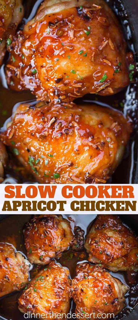 Slow Cooker Apricot Chicken, Chicken In Slow Cooker, Homemade Onion Soup, Apricot Chicken Recipes, Apricot Chicken, Chicken Thigh Recipes Crockpot, French Dressing, Crockpot Soup Recipes, Crockpot Dishes