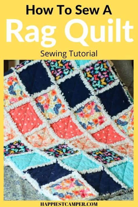 Diy Rag Quilt, Rag Quilt Patterns Easy, Crochet Quilt Tutorial, Rag Quilt Instructions, Beginner Blanket, Flannel Rag Quilts, Beginner Quilting, Rag Quilt Tutorial, Diy Quilting