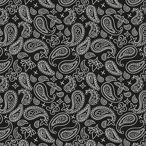 Black paisley bandana pattern | Premium Vector #Freepik #vector #pattern #flower #floral #abstract Black Bandana Pattern, Black Paisley Wallpaper, Black Bandana Wallpaper, Bandana Design Pattern, Bandana Print Pattern, Bandana Wallpaper, Bandana Paisley Pattern, Bandana Tattoo, Paisley Tattoo