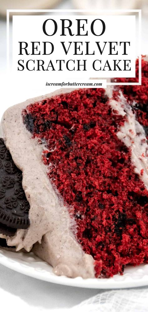 This homemade red velvet Oreo cake is baked from scratch, super moist, topped with Oreo cream cheese buttercream and is a perfect treat for birthdays or family gatherings. Red Velvet Oreo Cake, Oreo Cream Cheese, Red Velvet Desserts, Red Velvet Oreo, Oreo Cream, Red Velvet Cake Recipe, Velvet Cake Recipes, Cream Cheese Buttercream, Pecan Cake