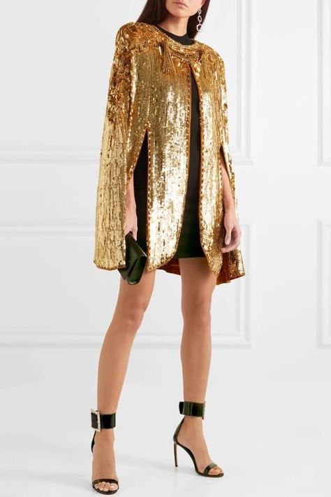 Holiday / New Years Outfit Ideas - Sequin New Years Outfit Ideas, New Years Dresses, Claudia Winkleman, Sequin Cape, January Blues, Invitation Party, New Years Outfit, New Years Eve Dresses, New Years Dress