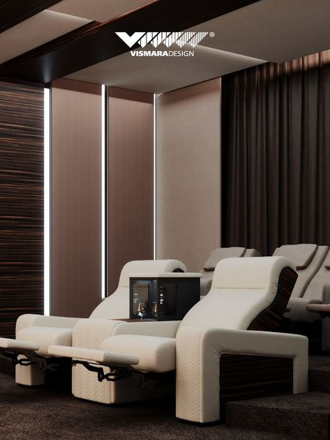 Ivory Reclining Chairs Onassis model in a modern home cinema produced by Vismara Design Luxury Home Cinema, Home Cinema Room Ideas, Luxury Home Cinema Room, Cinema Seating, Media Room Chairs, Home Theater Room, Cinema Chairs, Home Theater Room Design, Theater Decor