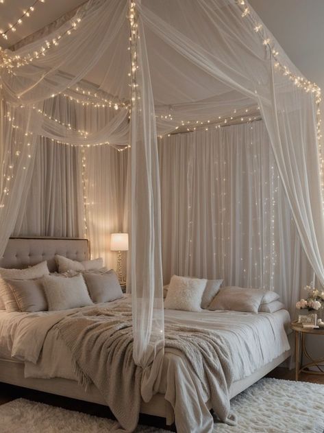 Dream Bedroom Inspiration, Canopy Bedroom, Cute Bedroom Decor, Redecorate Bedroom, Cozy Room Decor, Dreamy Bedrooms, Dreamy Room, Room Makeover Bedroom, Dream Room Inspiration